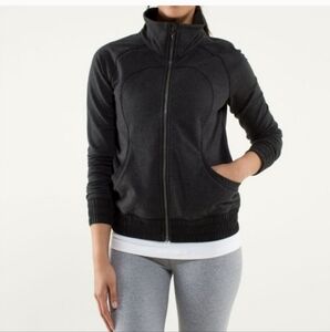 Lululemon Blissed Out Jacket Women's 10 washed black zip up Terry sweatshirt